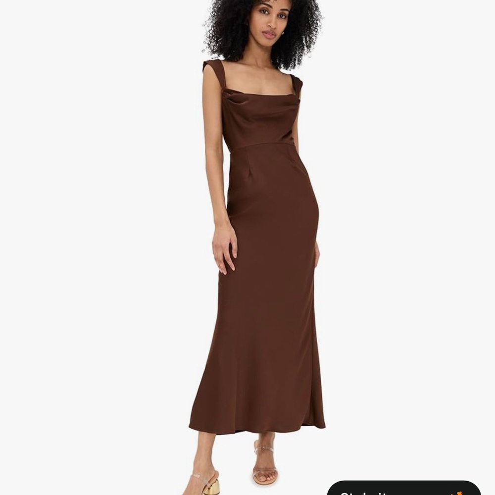 Runaway The Label Brown Satin Dress